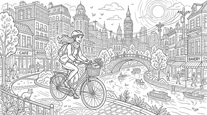 hand draw a vector line art illustration
