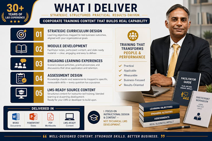 design corporate training curriculum and course content