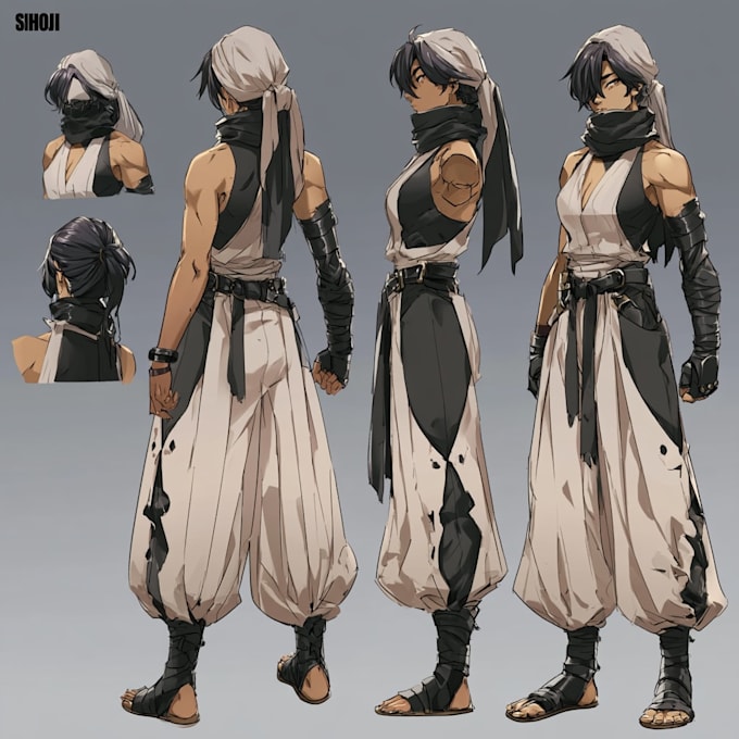 character design sheet in anime artstyle