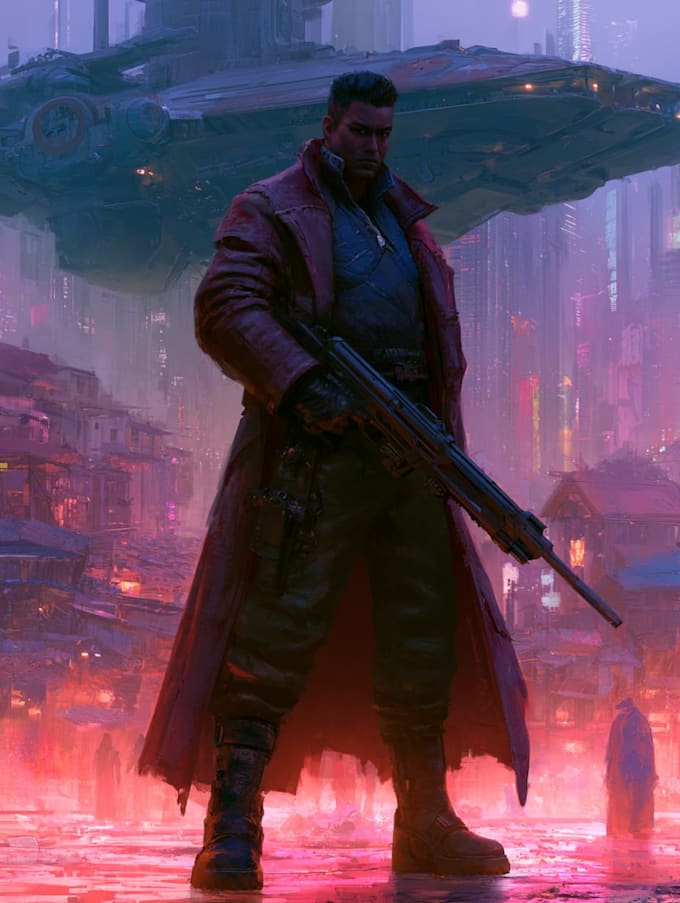a sci fi character illustration or sci fi character