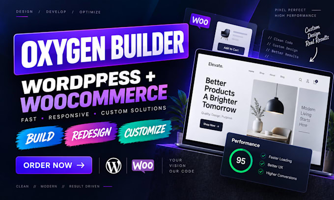 build, redesign and customize wordpress oxygen builder woocommerce