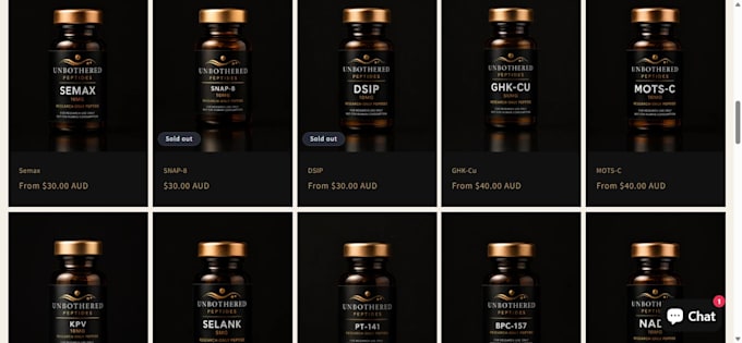 build peptide research website, peptide website, peptide ecommerce website, app