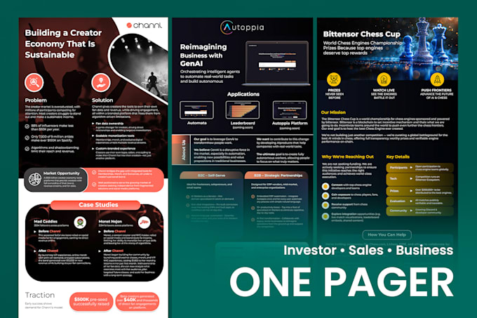 design professional startup one pager for business