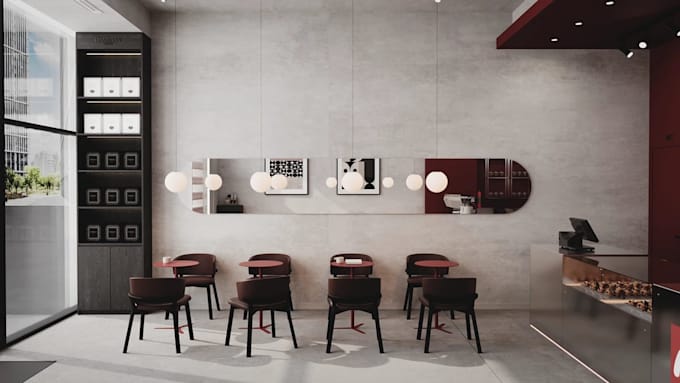 redesign restaurant interior, cafe 3d rendering, architect 2d plan, bar 3d video