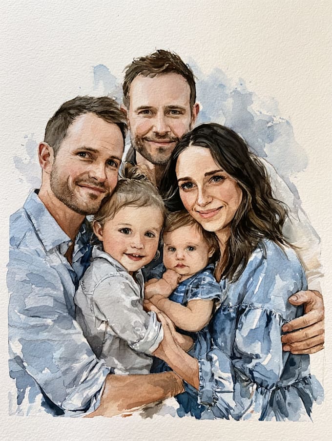 make watercolor family portrait