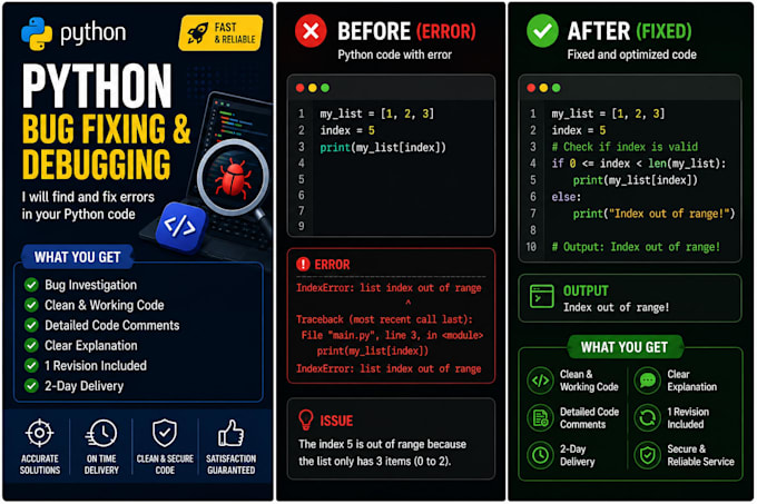 fix python errors and debug python code