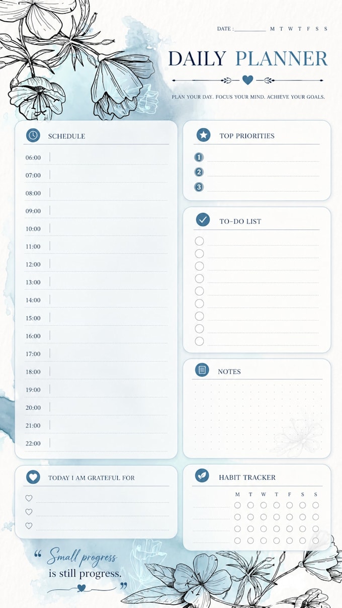 design beautiful floral daily planners