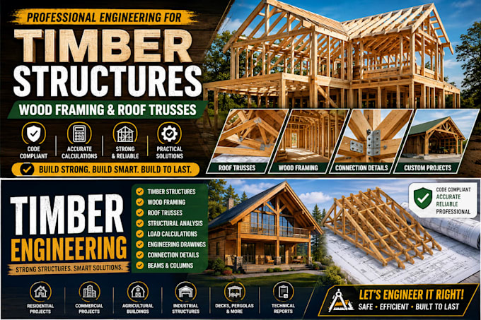 design timber structures, wood frames, roof trusses and timber buildings