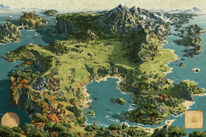draw fantasy map illustration for map