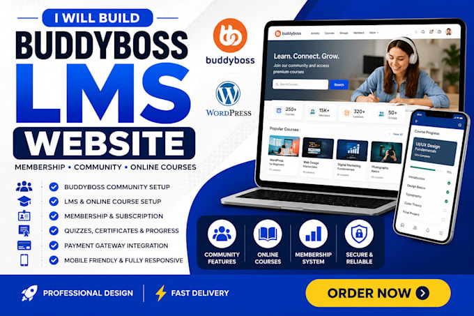build wordpress lms learndash tutor lms masterstudy buddyboss website