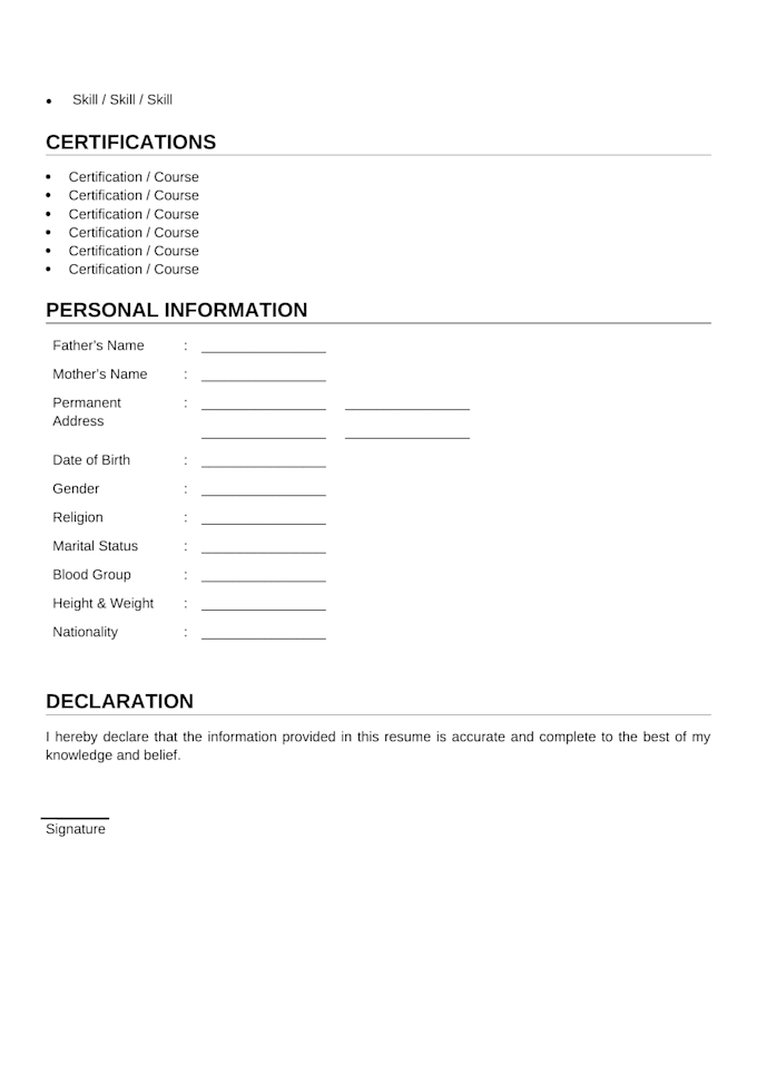 create an ats friendly resume and professional CV