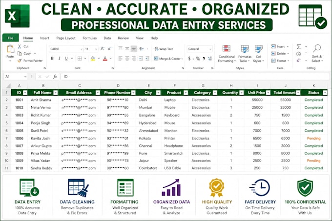 accurate data entry and typing work