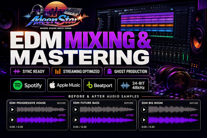 mix and master edm track for release and sync licensing as music ghost producer