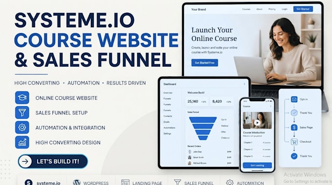 systeme io online course website systeme io sales funnel wordpress landing page