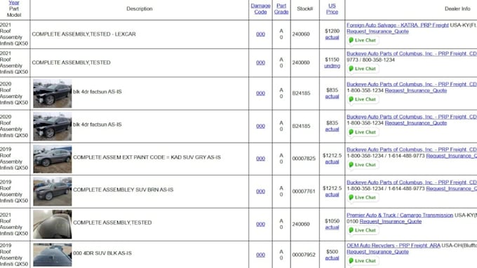catalog and price auto parts on checkmate