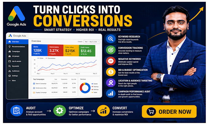 create and manage conversion focused google ads campaigns