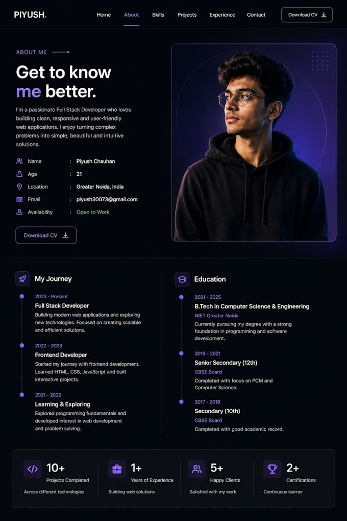create a responsive modern portfolio website