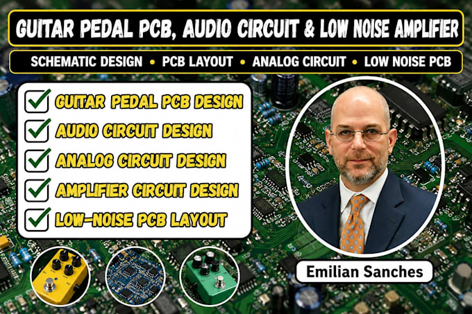 design guitar pedal pcb, audio circuit and low noise amplifier