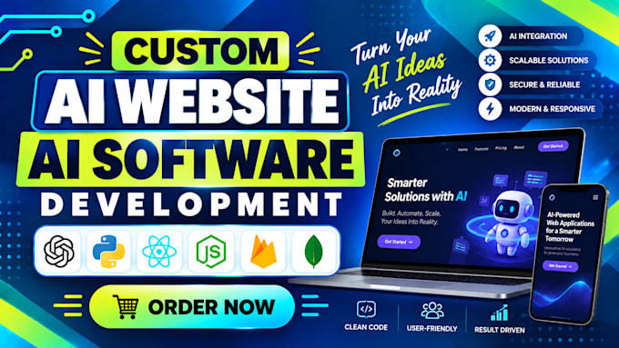 build ai websites, ai software, ai web applications, saas and custom ai products