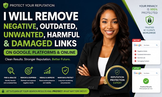 remove negative, outdated, unwanted, harmful and damaged links on google