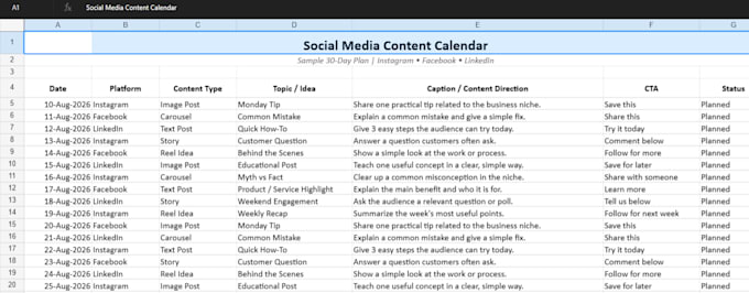 create a social media content calendar
