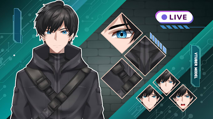do live 2d vtuber model, vtuber avatar, chibi vtuber, furry vtuber, vtuber art