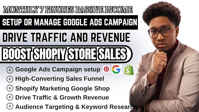 setup or optimize  google ads campaign, shopify marketing to boost shopify sales