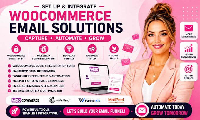 do woocommerce login form mailchimp form integration funnelkit campaign mailpoet
