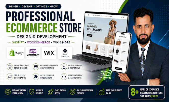 build design shopify woocommerce and wix stores