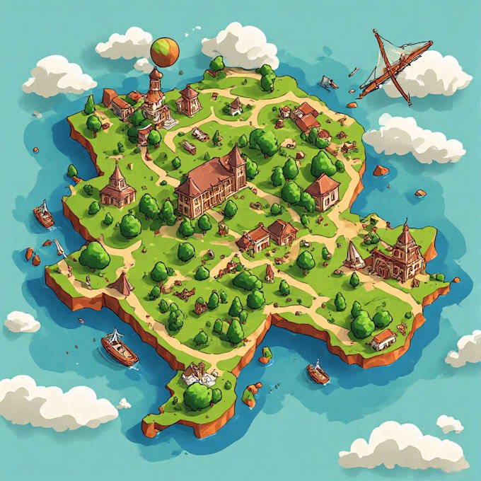 create event, tourist, and fantasy map illustration