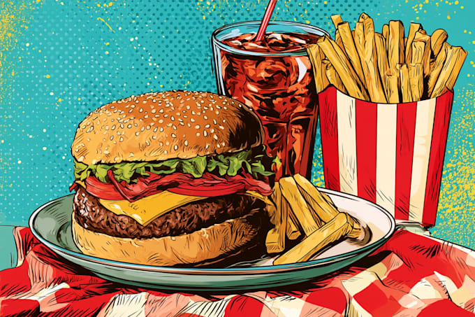 food pop art illustrations