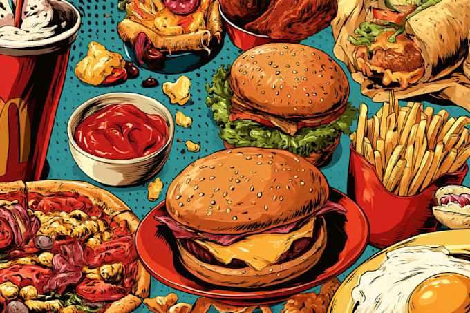 food pop art illustrations