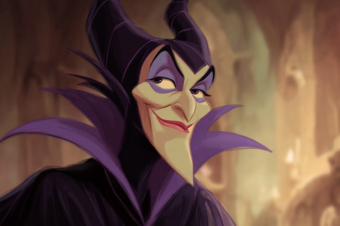 illustrate unique disney portrait painting art