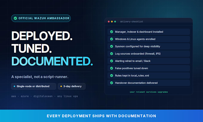 deploy and configure wazuh siem with agents, alerts, and dashboards