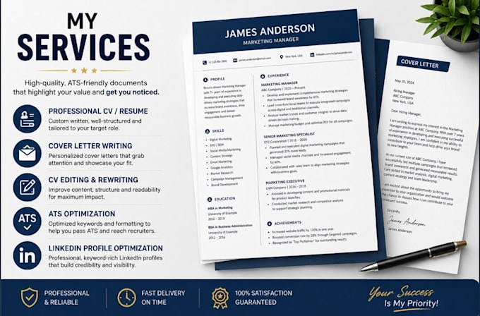 Write a professional cv , resume and cover letter by Mendelugc | Fiverr