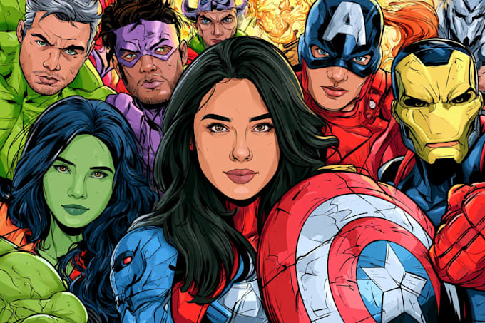 illustrate yourself into superhero cartoon character art