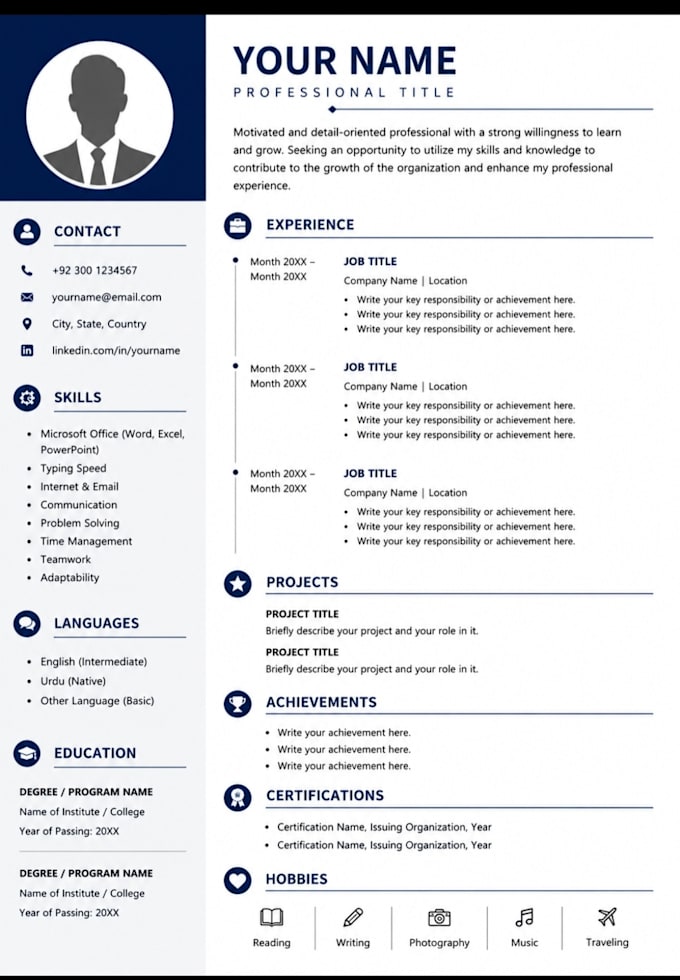 write professional CV , resume