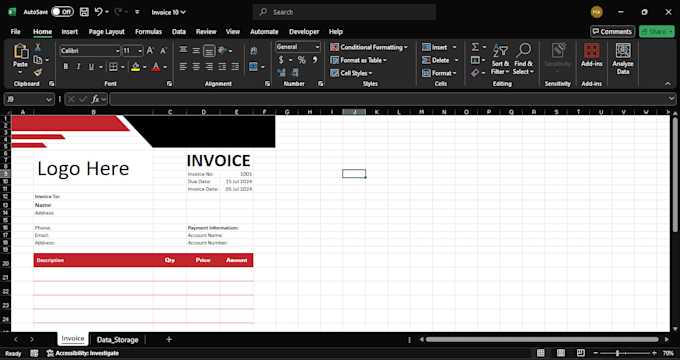 create invoice design and excel automation