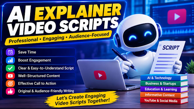 write professional ai explainer video scripts for youtube