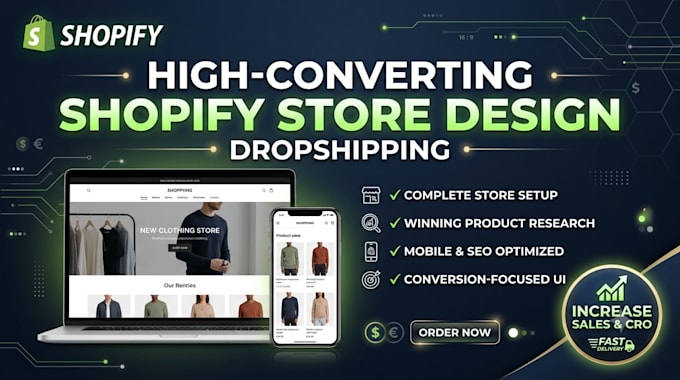 do shopify website design, create shopify store, or shopify dropshipping store