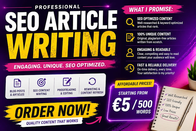 write unique SEO articles and blog posts