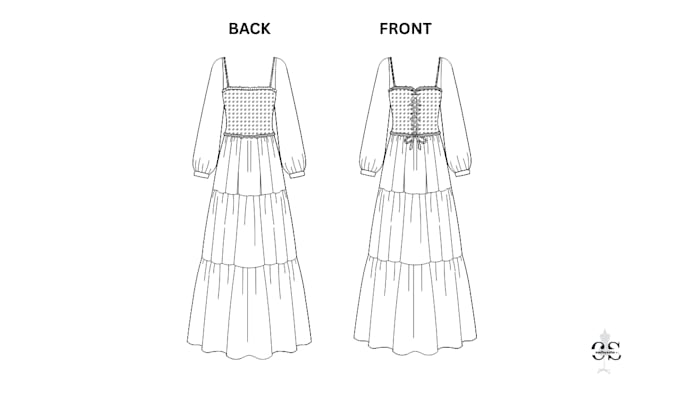 create professional fashion flat sketches technical drawings