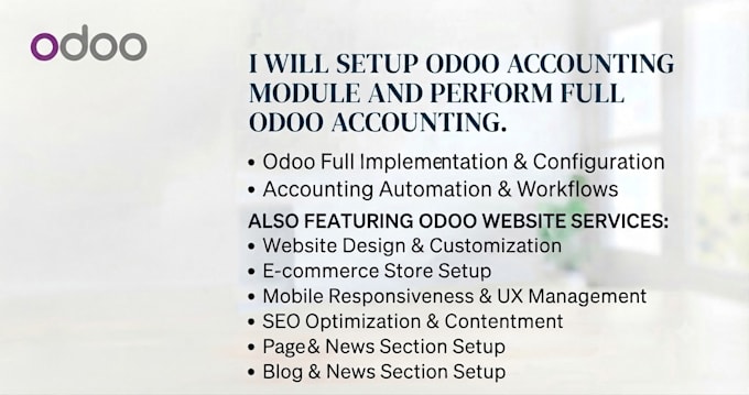 build custom odoo website and setup odoo accounting