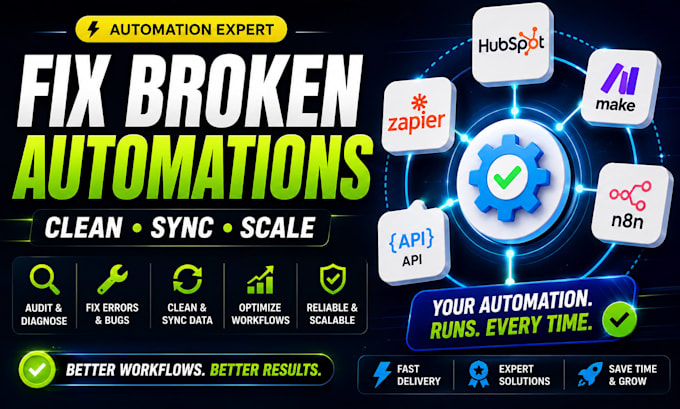 hubspot make com n8n workflow zapier api integrations fix broken zaps crm sync