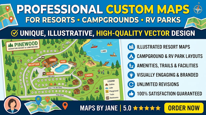 design resort maps, campground maps and rv park maps