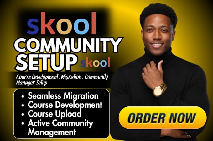 do skool community setup, course development and migration, community manager