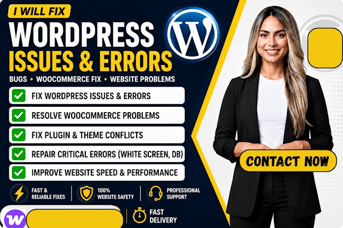 fix wordpress issues, errors, bugs, woocommerce fix and website problems