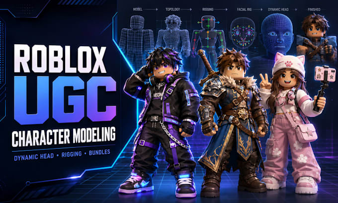 create roblox ugc, dynamic head, character modeling, ugc bundles, ugc rigging