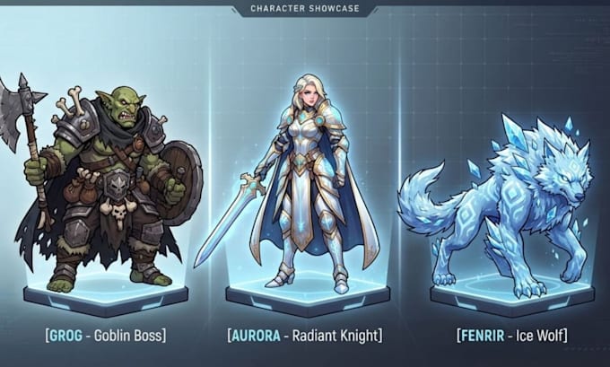 draw and animate 2d cel shaded game bosses and characters