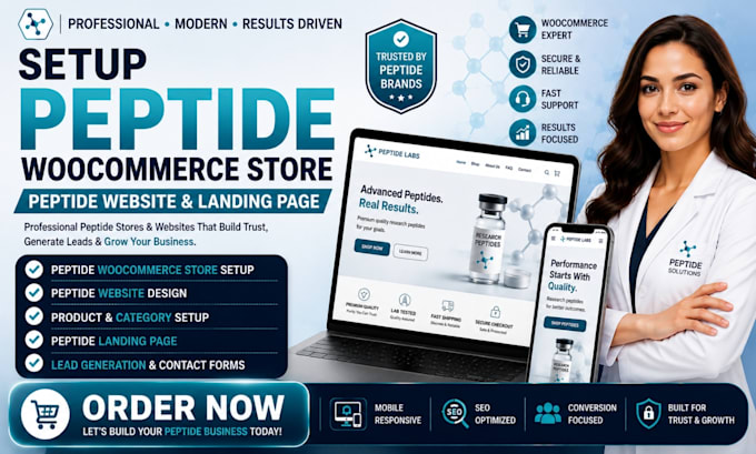 setup peptide woocommerce peptide website peptide store peptide landing page
